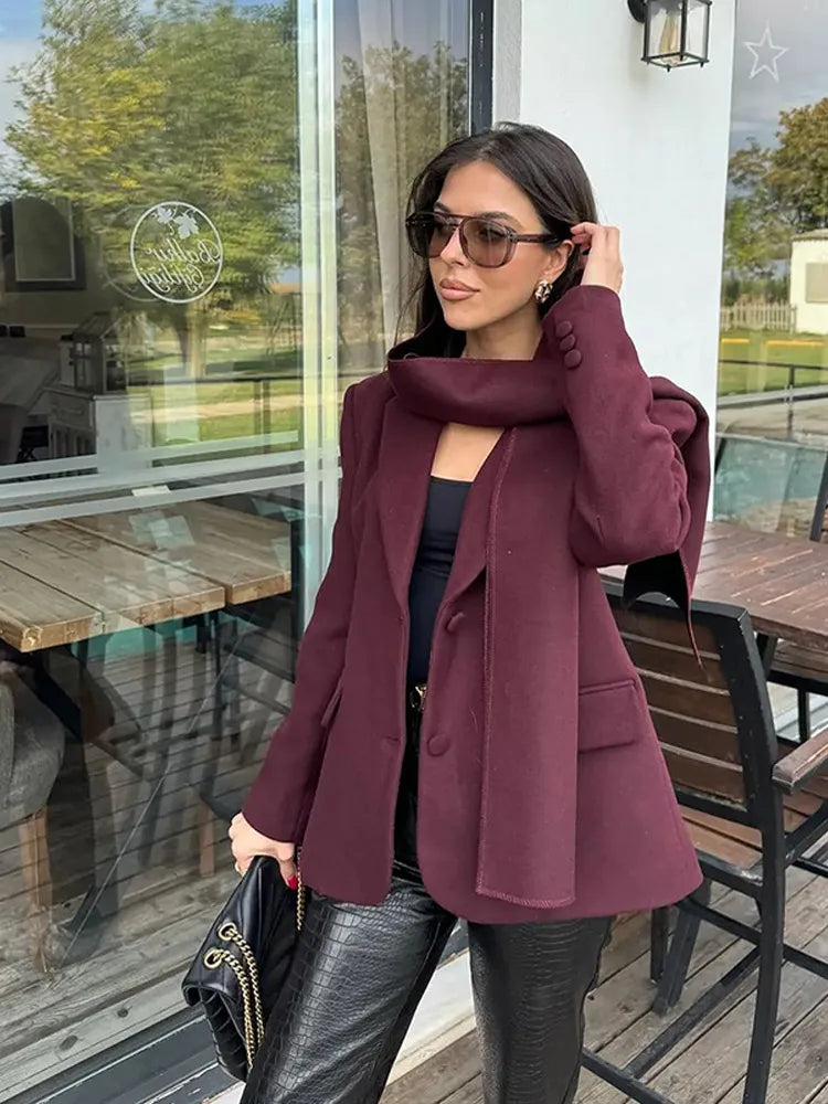 Burgundy Woolen Blends Suit Coat
