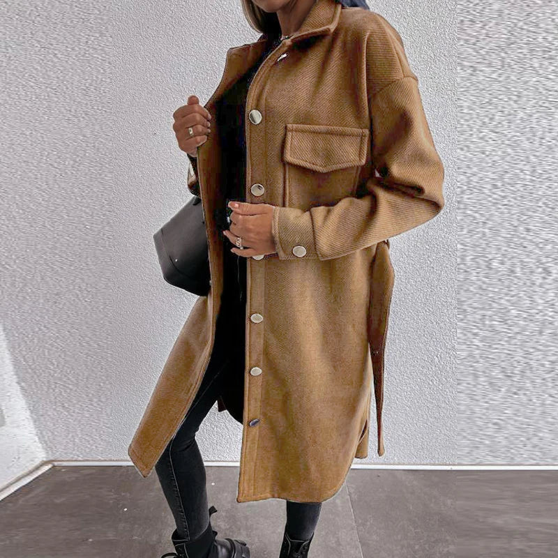 Elegant Fashion Woolen Blend Warm Long Sleeve Vintage Autumn Winter Coats - Fashionpara