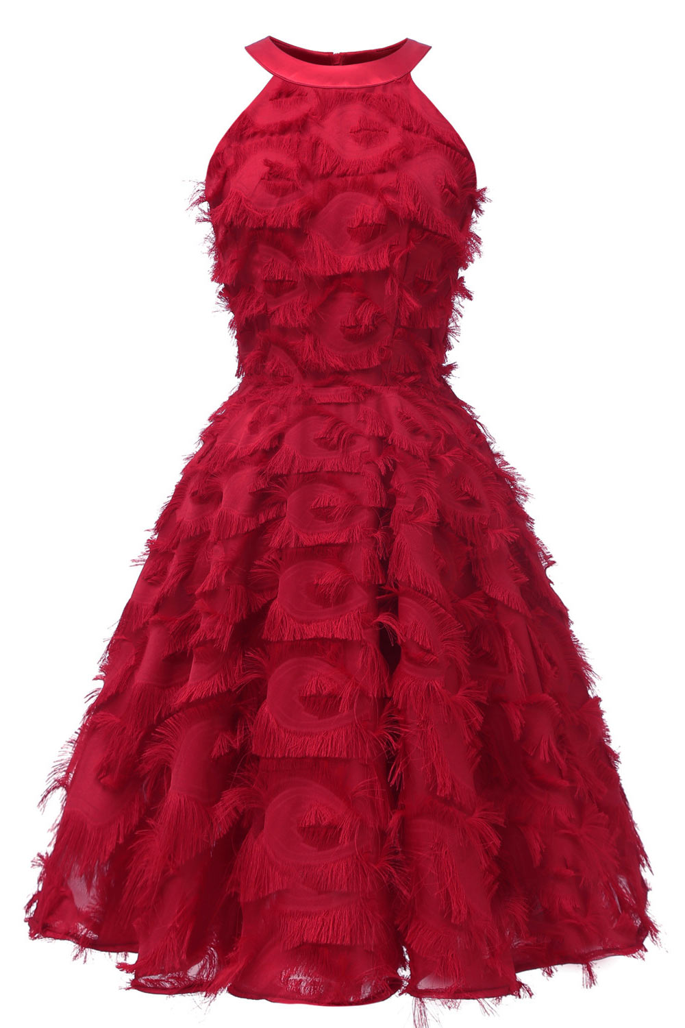 Elegant Feather Sleeveless Tasseled Prom Dress - Mislish