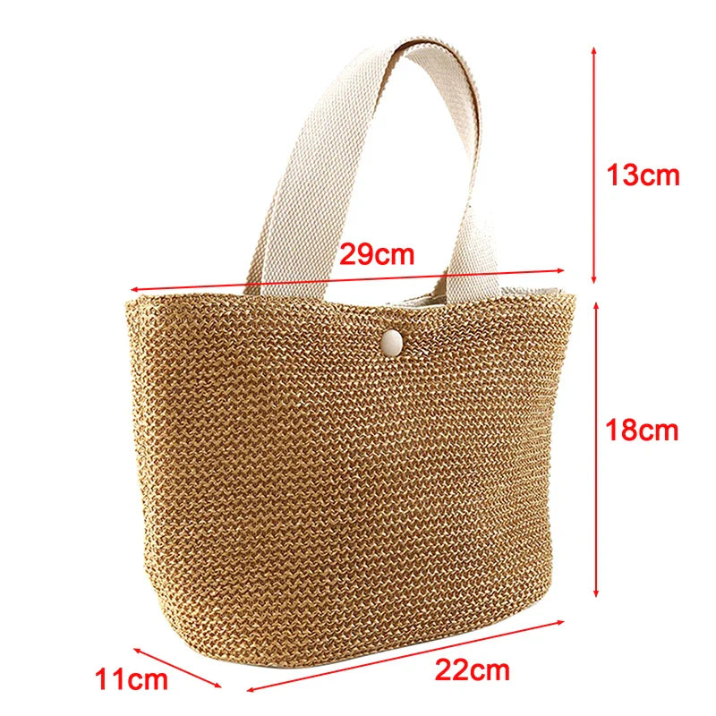 Elegant Straw Woven Beach Casual Top-Handle Shoulder Handbag