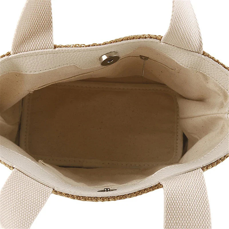 Elegant Straw Woven Beach Casual Top-Handle Shoulder Handbag