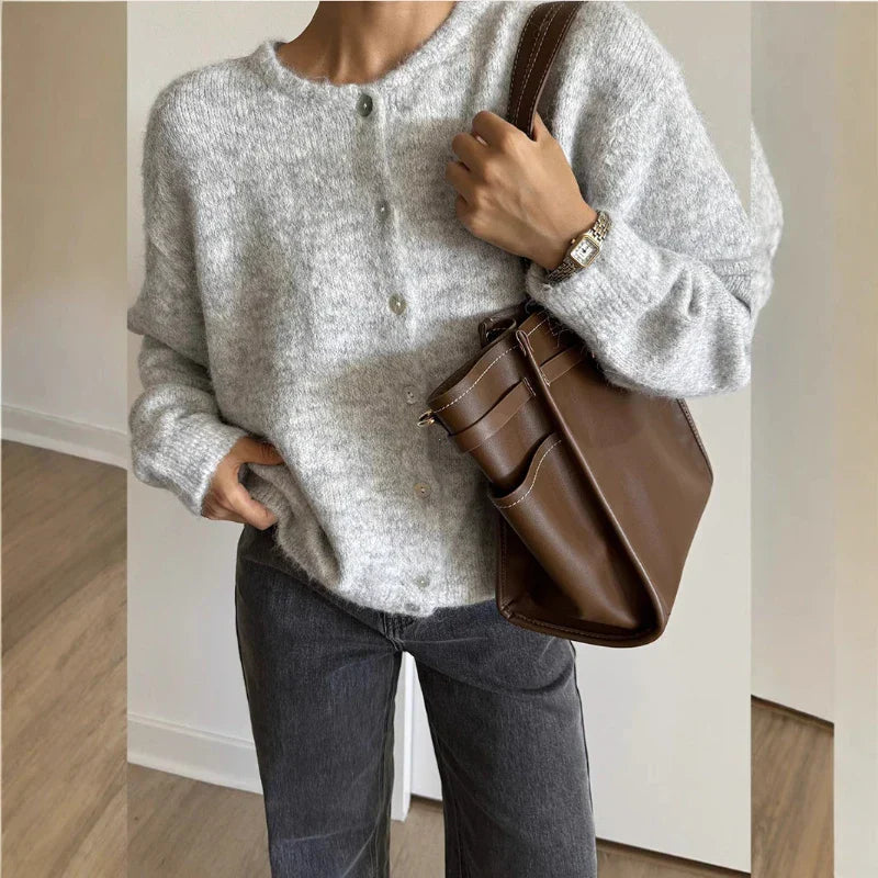 Cashmere Soft Single-breasted Knit Cardigan