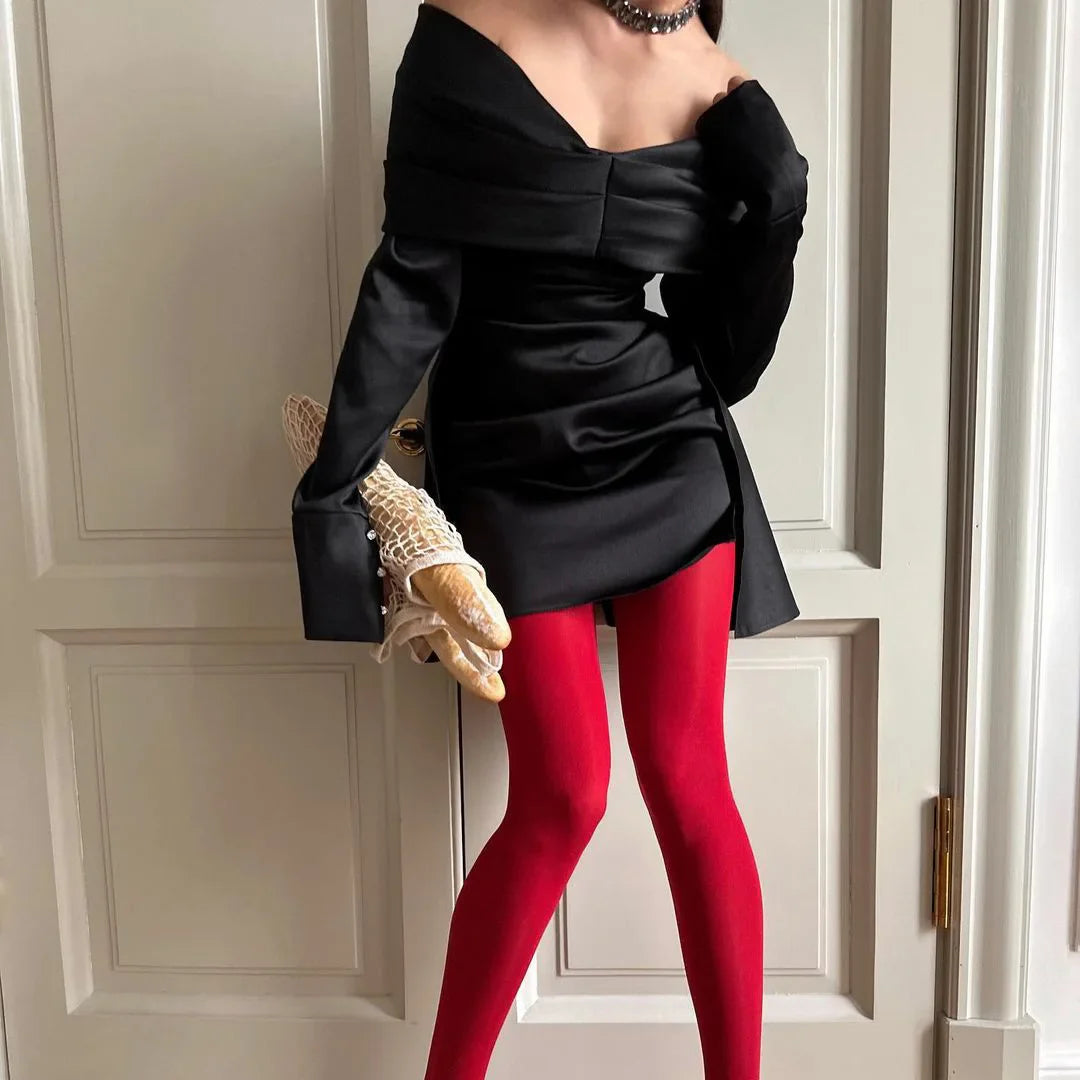 Elegant Off Shoulder Slim Mini Red Dress for Christmas Party - Fashionpara