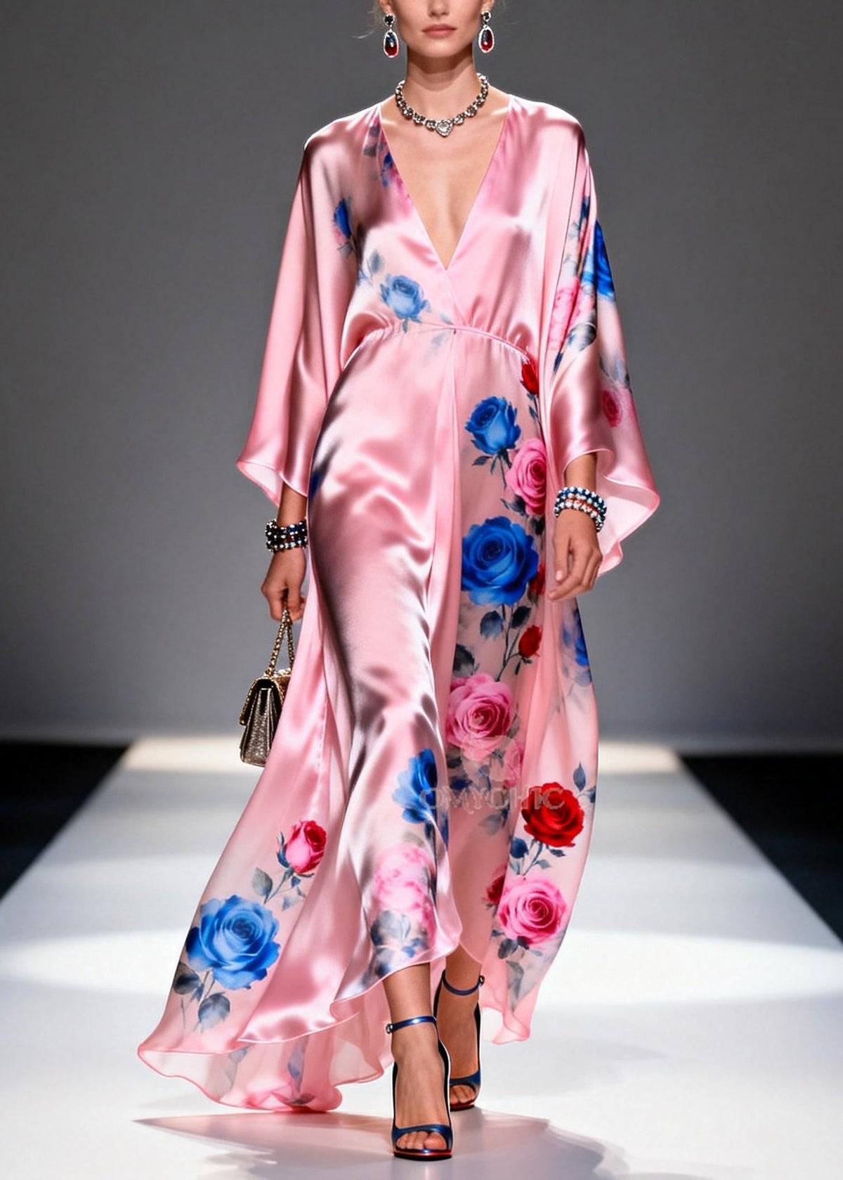 Silk Floral Oversized Midi Dress