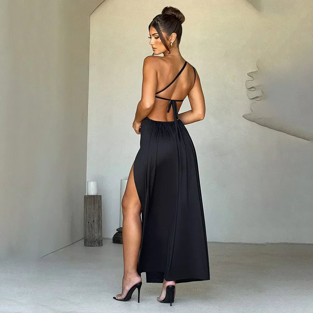 Backless Off-the-Shoulder Bodycon Maxi Dress