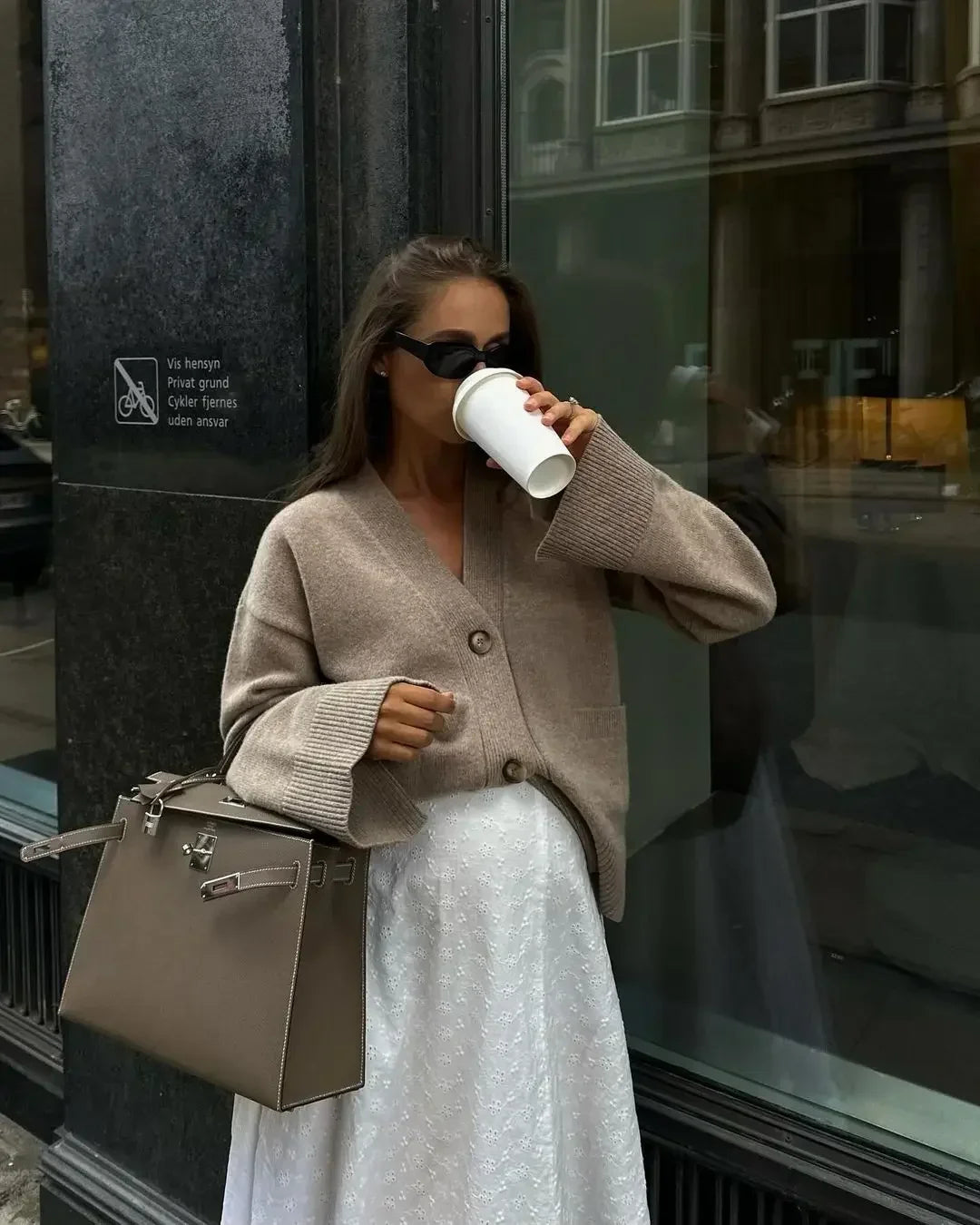 Single-breasted V Neck Casual Long Sleeves Solid Cardigan 5