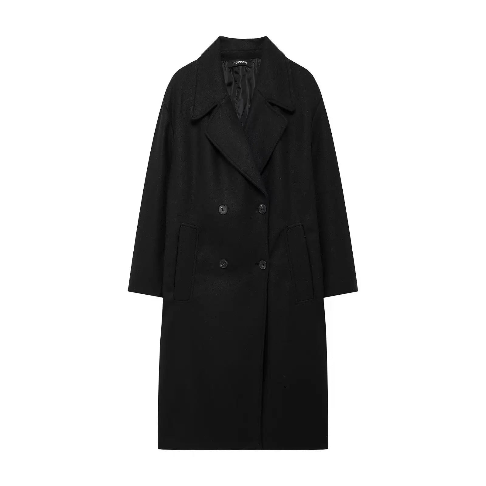 Lace-Up Mao Collar Big Lapel Overcoat - Fashionpara