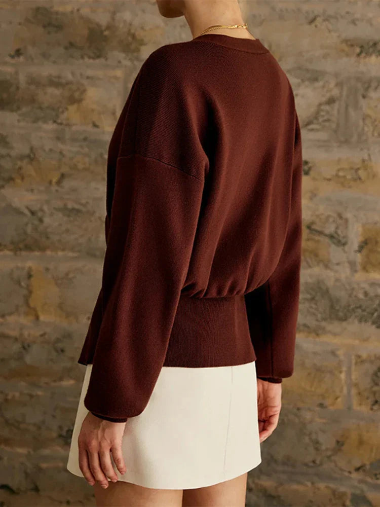 Loose Hollow Out V-Neck Knit Cardigan - Fashionpara