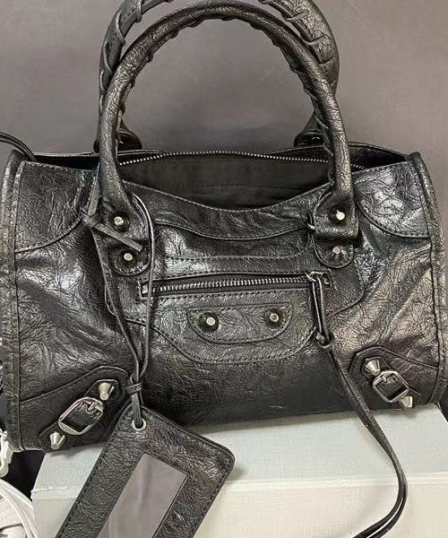 Elegant Versatile Red Sheepskin Rivet Tote Handbag