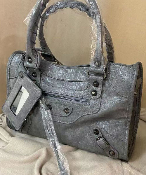 Elegant Versatile Red Sheepskin Rivet Tote Handbag