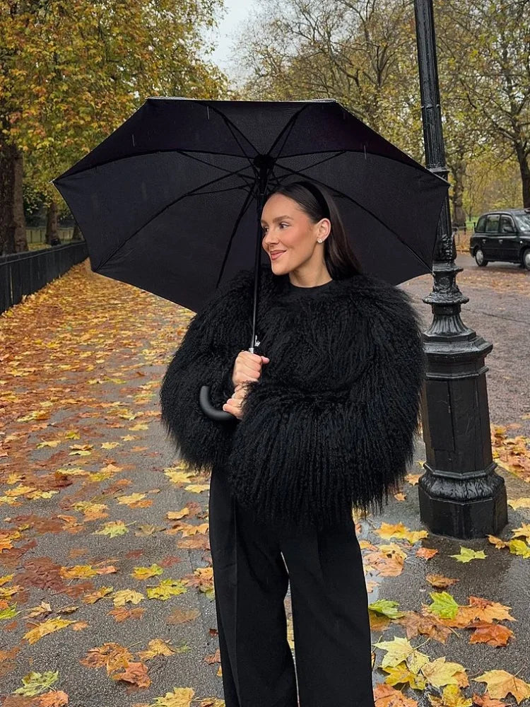 White Thicken Cropped Coat