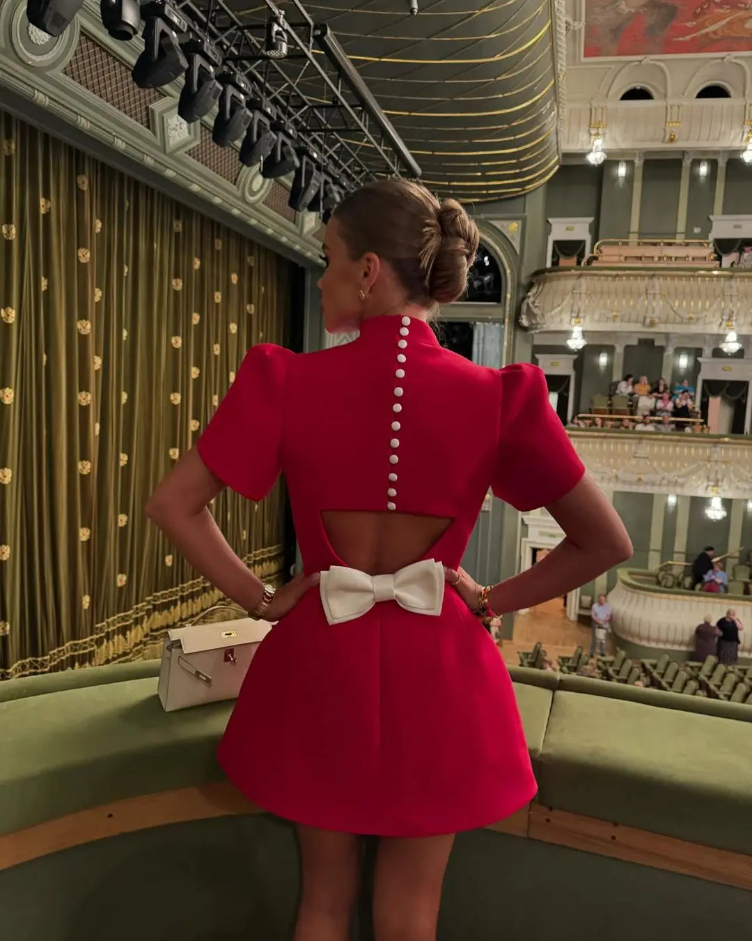 Elegant Formal Stylish Bow Shoulder Christmas Party Dress - Fashionpara