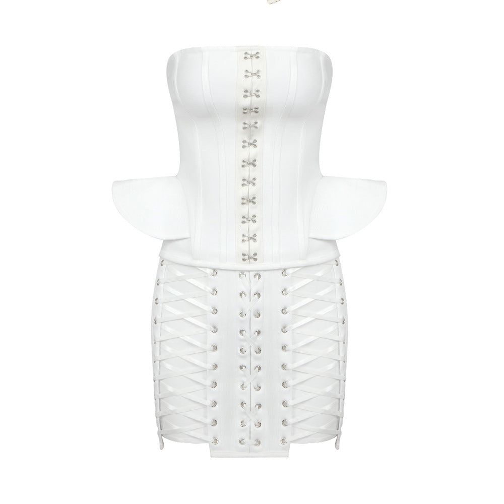 KittenAlarm - Elle Heart Laces Bustier & Skirt Set