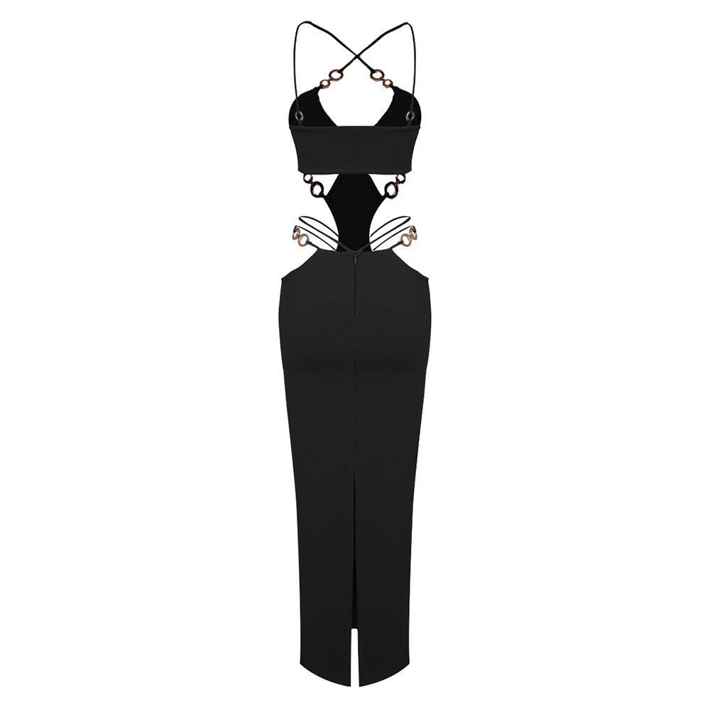 Halter Neck Cutout Bodycon Maxi Dress