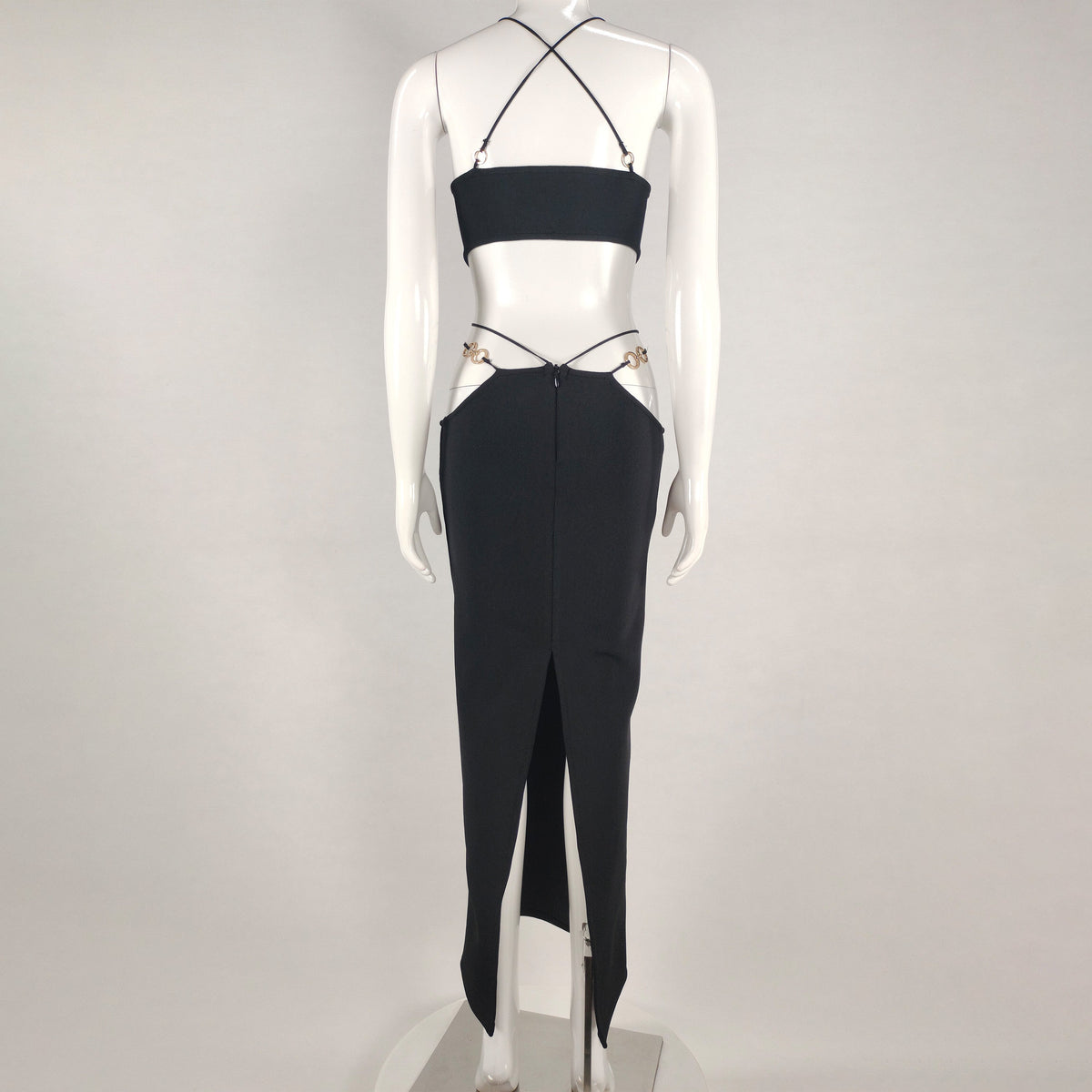 Halter Neck Cutout Bodycon Maxi Dress