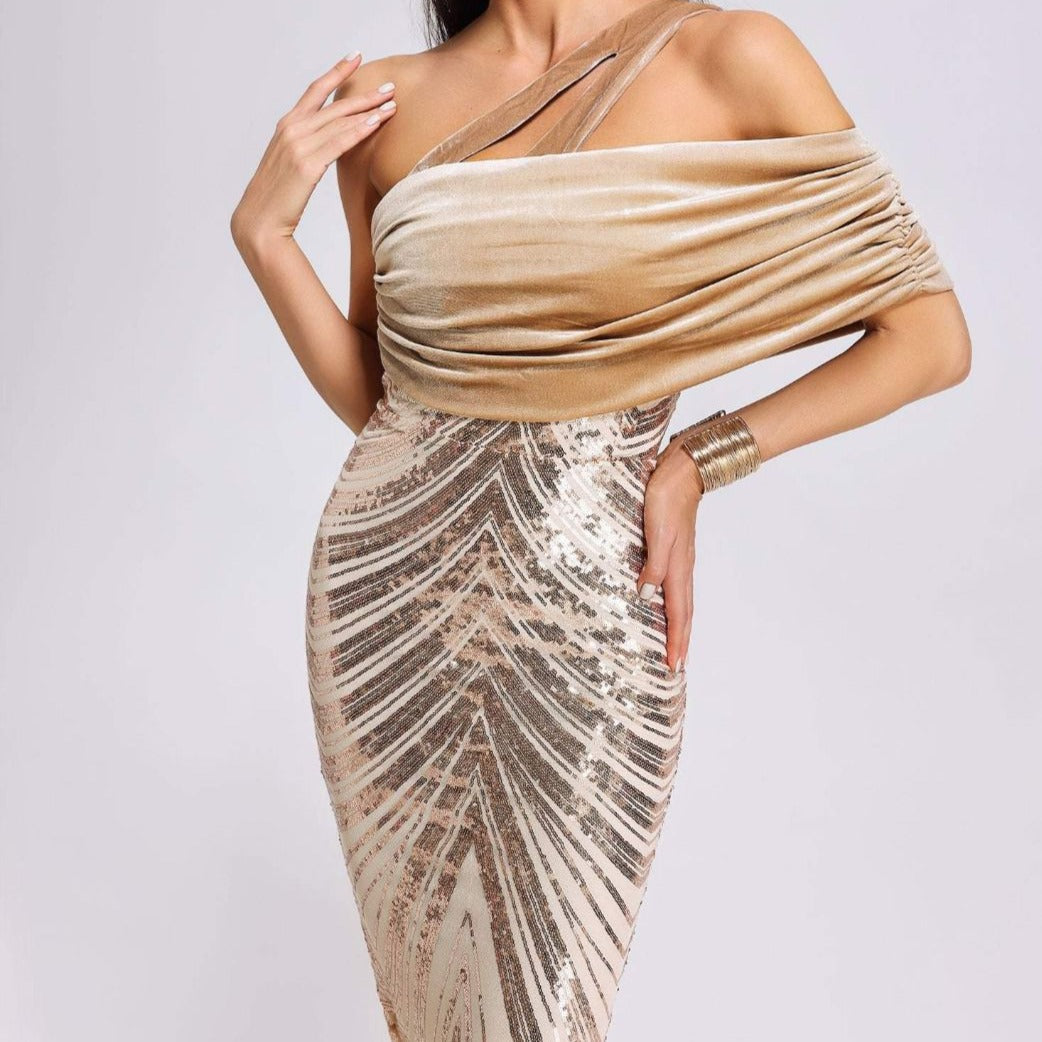 Sequin One Shoulder Mermaid Gown