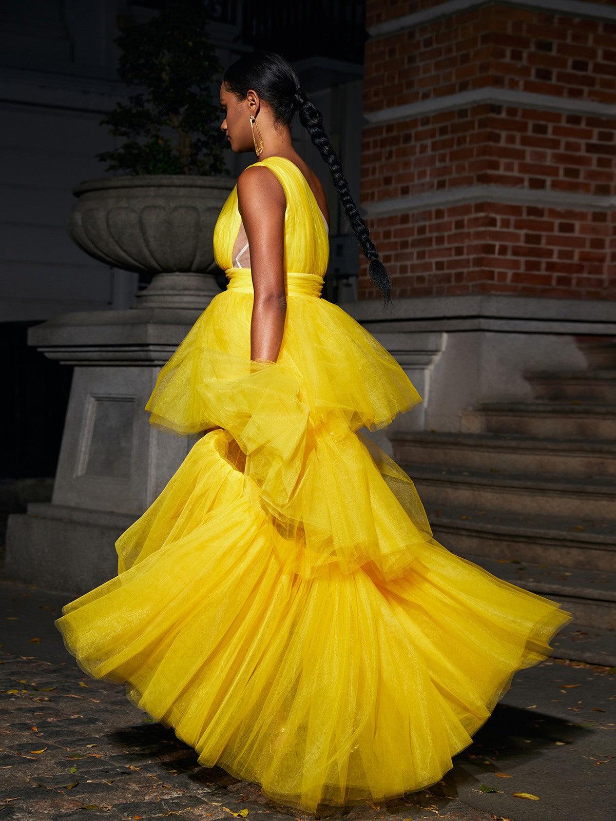 Essie One Shoulder Tulle Maxi Dress - View 5