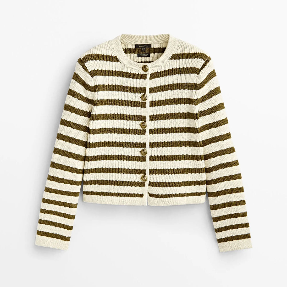 Style Knit with Buckle Stripes Cardigan 5