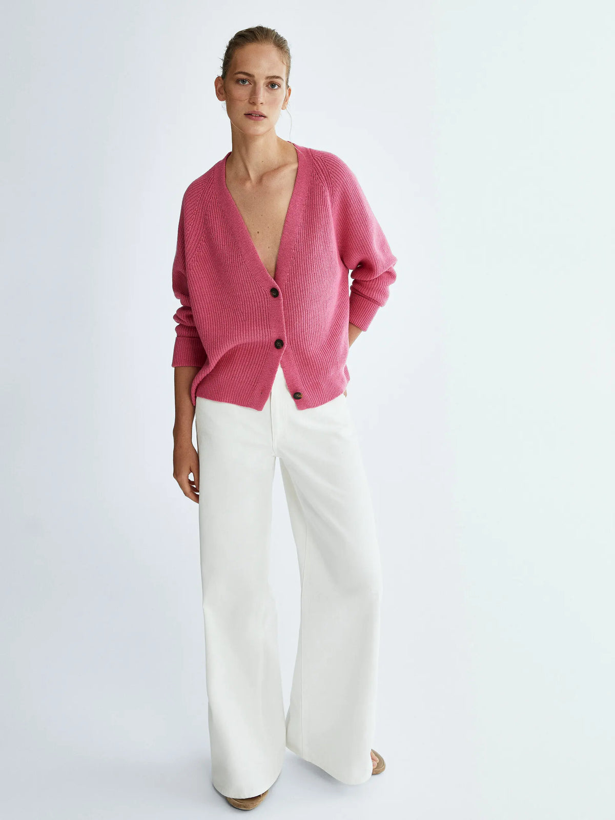 Style Casual Rib Knit Top Cardigan