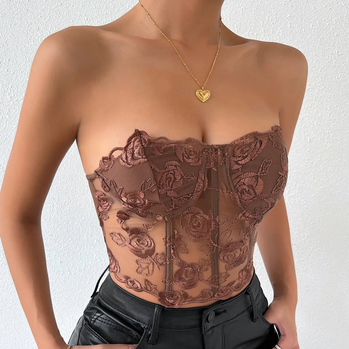 Floral Lace Backless Short Y2K Sexy Crop Top