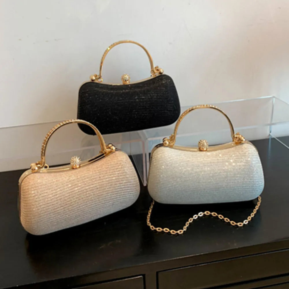 Shiny Heart Shape Evening Clutch Chain Shoulder Bag