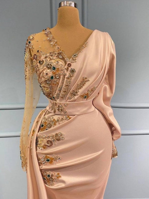 Evening Dresses Long With Sleeves Prom Evening Dresses in glitter