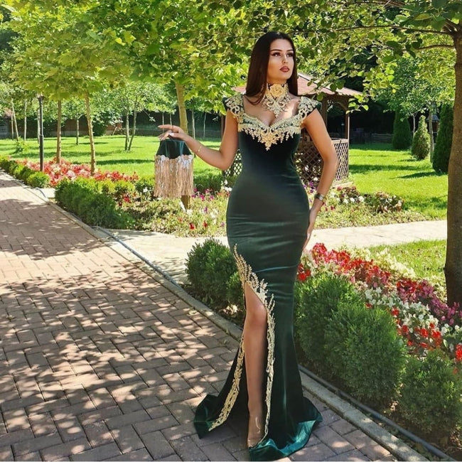 Evening dresses long green | Evening wear Prom Evening Dresses with lace
