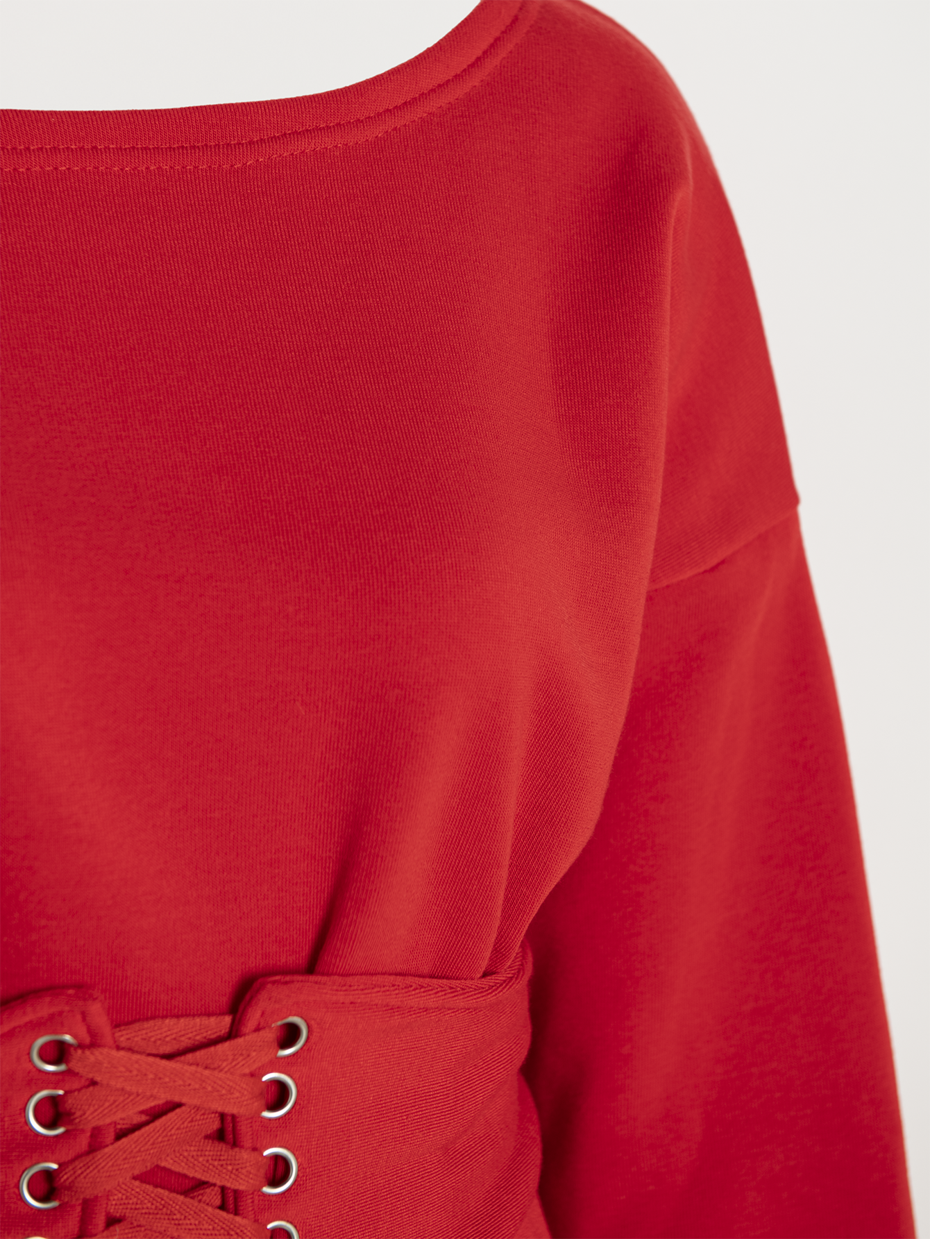 Eyelet Lace Up Knot Corset Sweatshirts Dress - Fashionpara