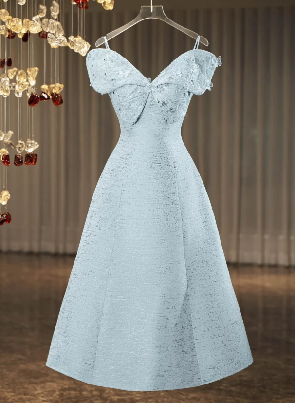 Cute Green Satin A Line Birthday Dress Strapless Party Dress S364