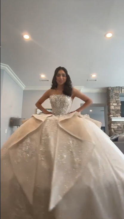 Gorgeous Strapless White Tulle Sequin Beaded Formal Long Wedding Dress D1051