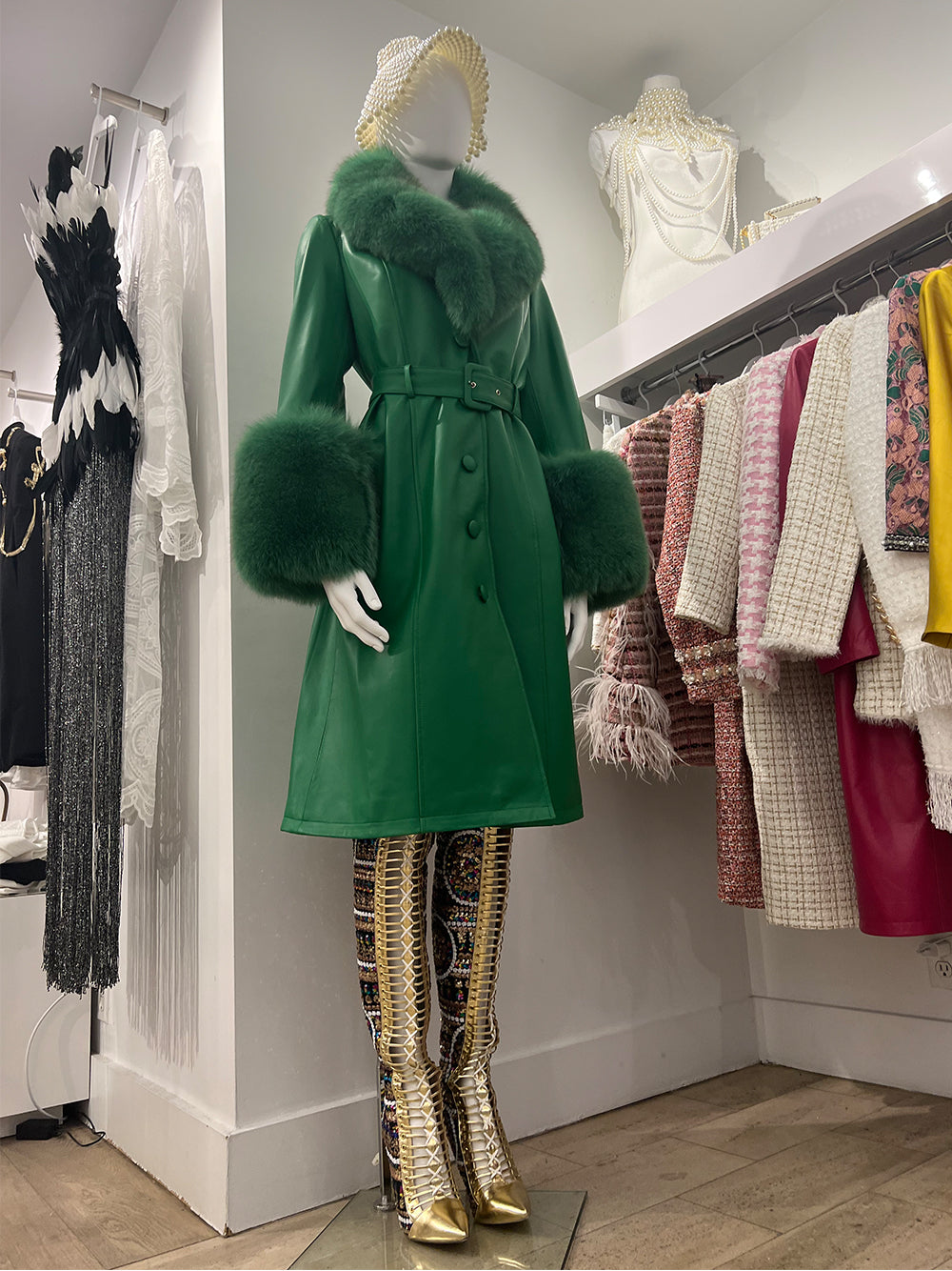 CABRINI Faux Fur Genuine Leather Coat 4