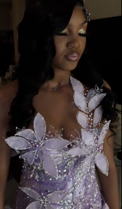 Lavender Sweetheart Neck Beaded Floral Embellished Short Homecoming Dress Formal 18th Birthday Outfits D288