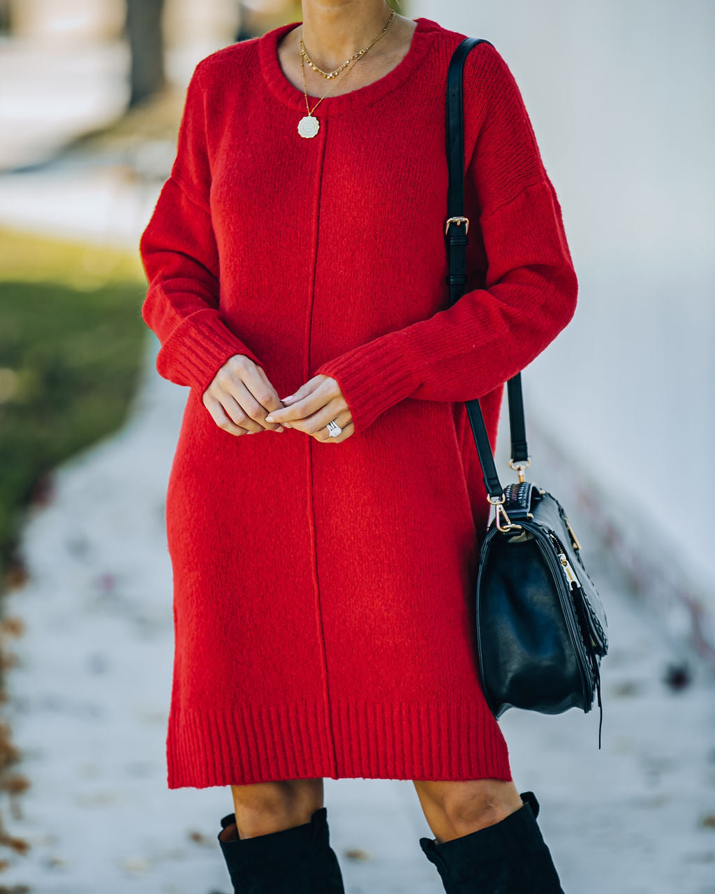 Smoky Mountain Red Sweater Dress for Effortless Style