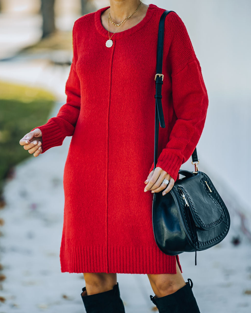 Smoky Mountain Red Sweater Dress for Effortless Style