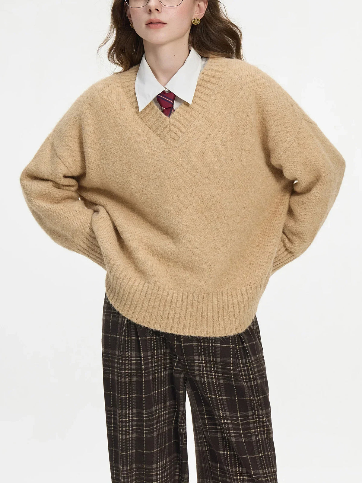 V-Neck Pullover Wool Warm Sweater 2