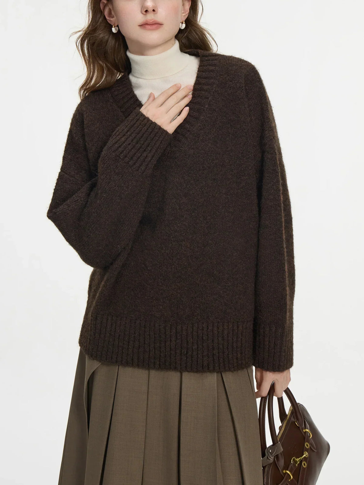 V-Neck Pullover Wool Warm Sweater 3