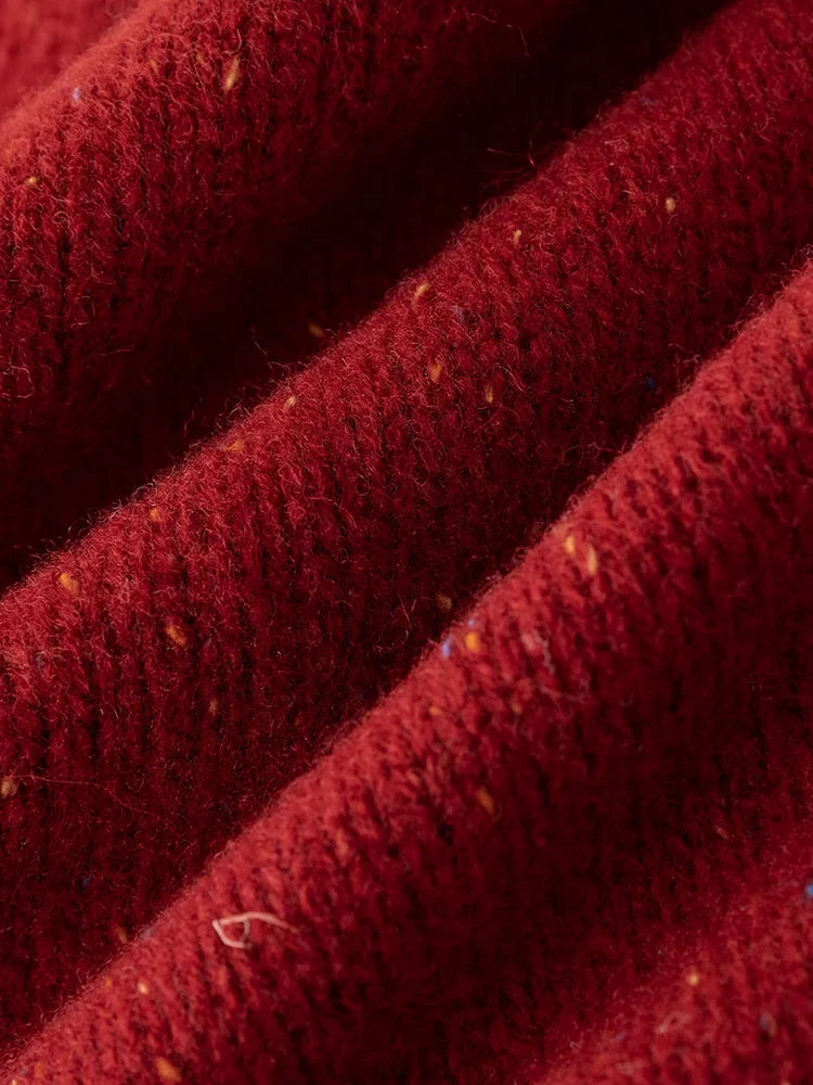 Casual Full Sleeve Loose Layup Knitwear Red Sweater 5