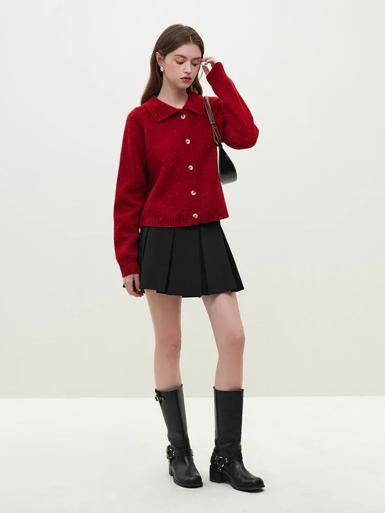 Casual Full Sleeve Loose Layup Knitwear Red Sweater 4