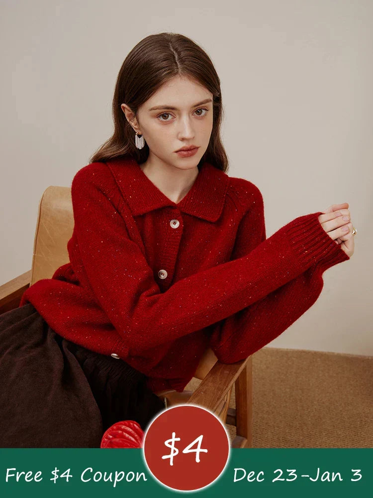 Casual Full Sleeve Loose Layup Knitwear Red Sweater 6