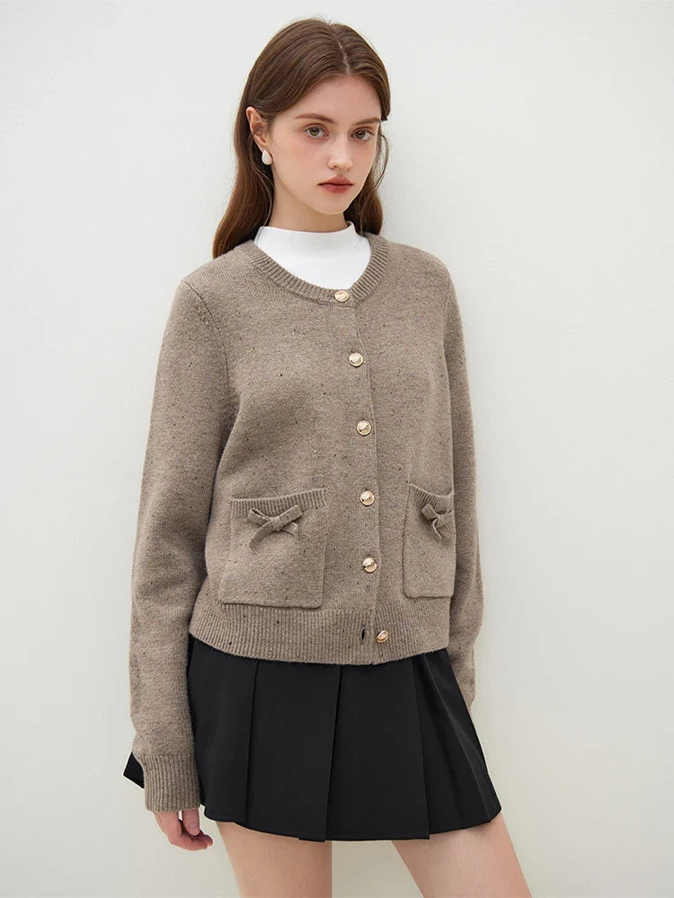Handmade Bow Knit Full Sleeve Casual Loose Office Cardigan 4