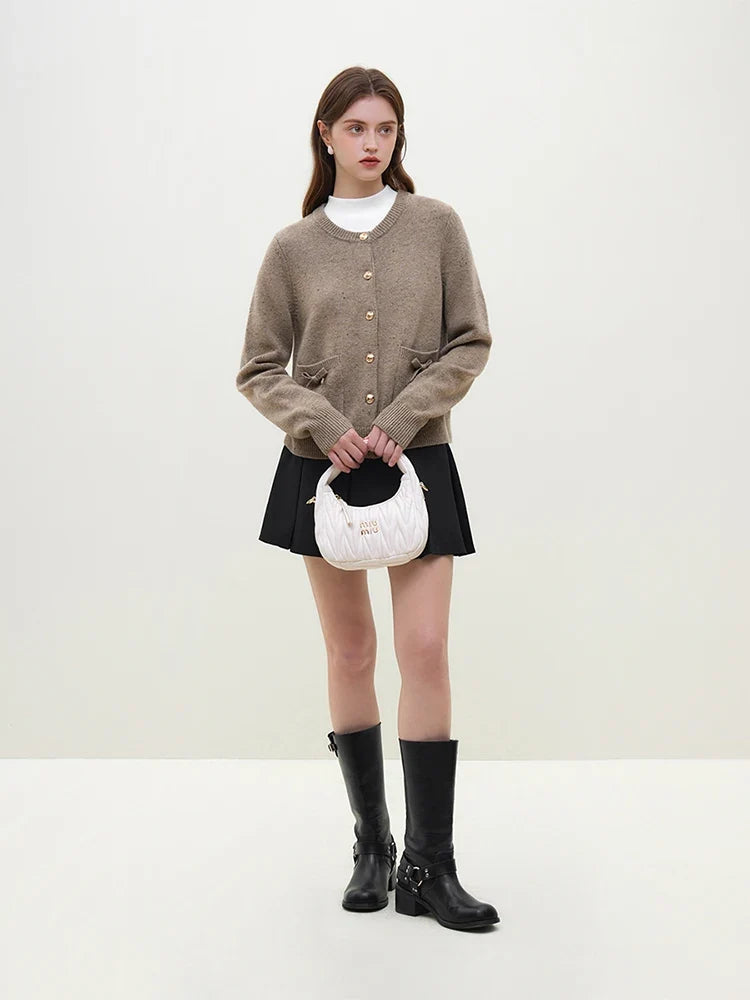 Handmade Bow Knit Full Sleeve Casual Loose Office Cardigan 3