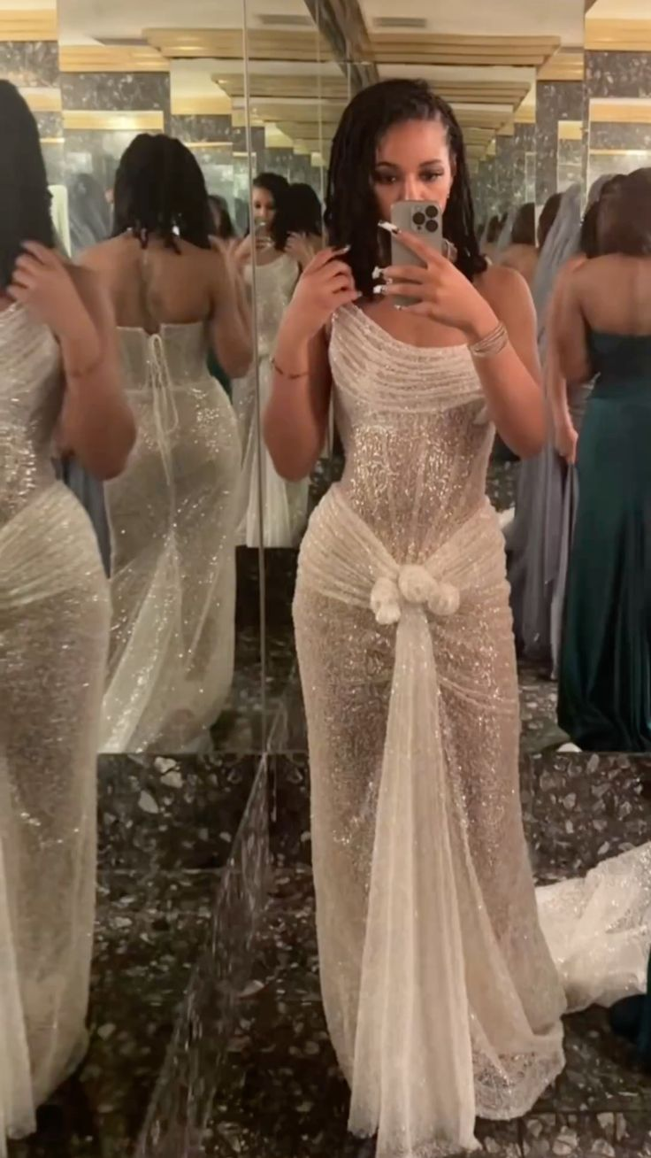 Sparkly Strapless Sequin Pleated White Mermaid Prom Dress Formal Party Gown D1133