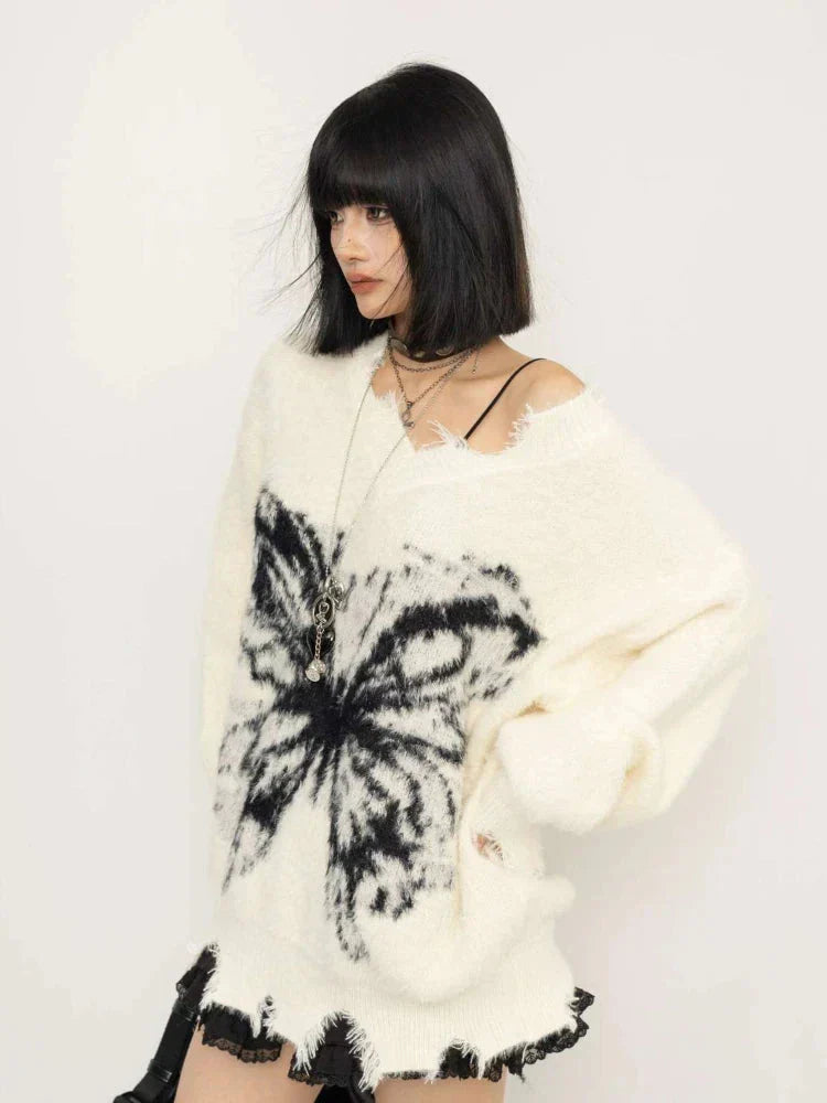 Fairy Grunge Butterfly Fluffy Sweater 5