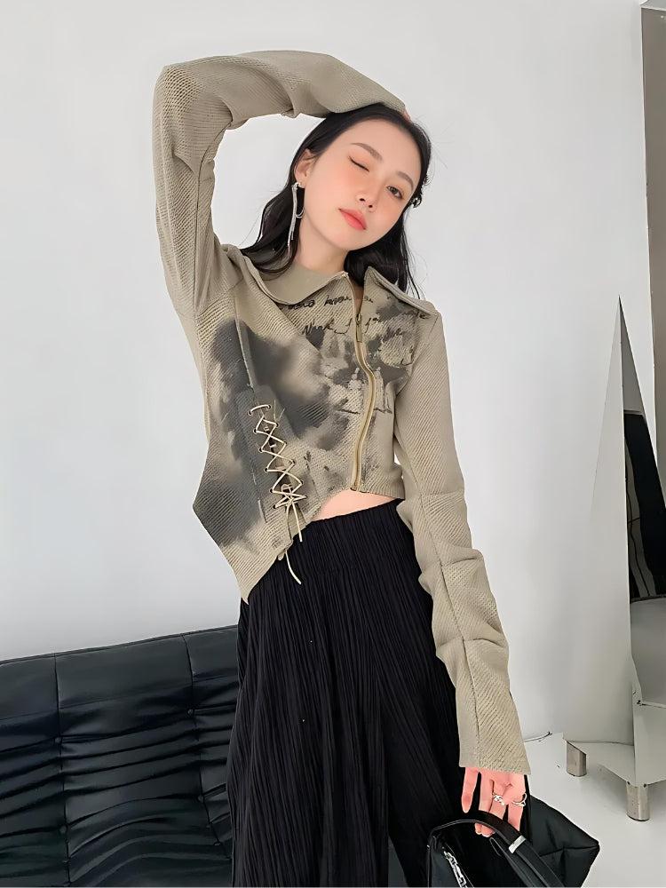 Fairy Grunge Lace Up Asymmetric Cardigan 6