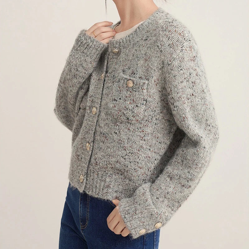 Gray O-neck Button Cardigan 4