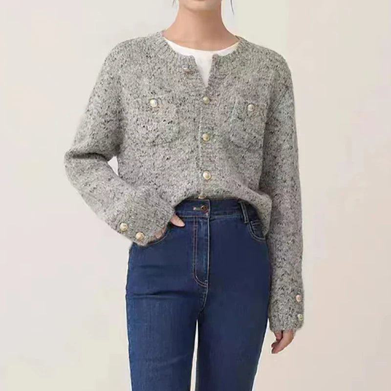 Gray O-neck Button Cardigan 5