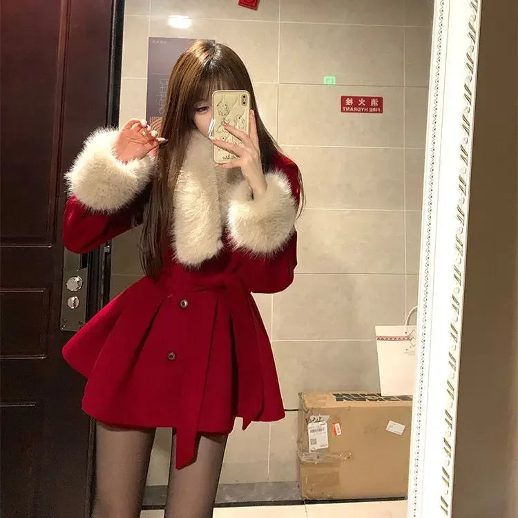 Fall Winter Short Detachable Fur High-end Heavy Slimming Coats - Fashionpara
