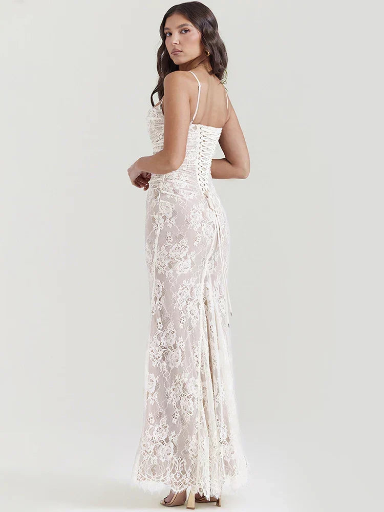 Lace Floral Long Sleeve Midi Dress - View 2