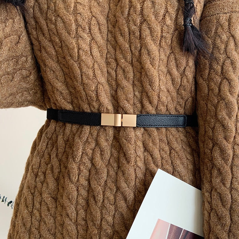 Simple Waist Elastic Dress Sweater Suit Jacket Thin Belts