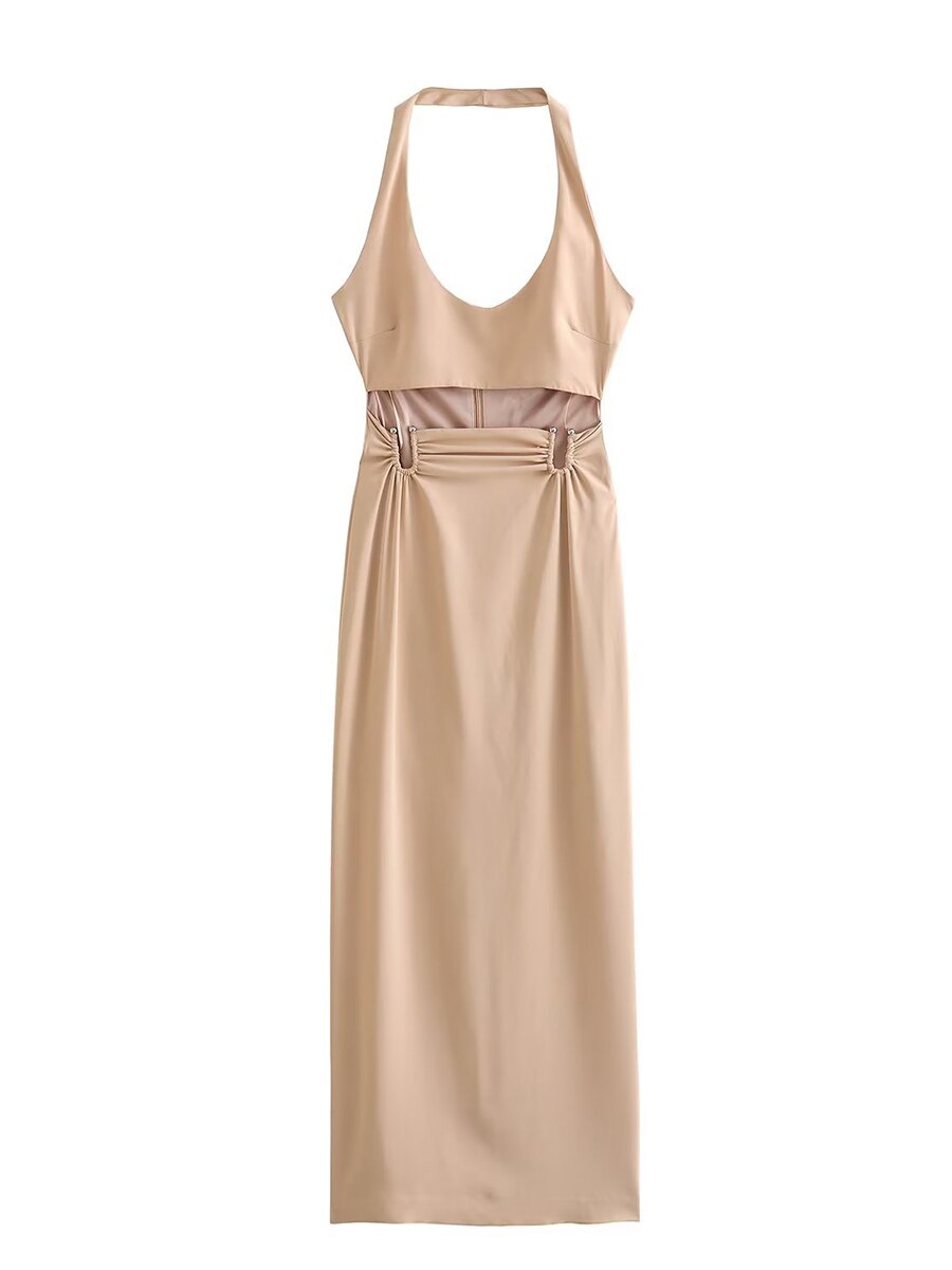 Halter Neck Sleeveless Cutout Bodycon Midi Dress 2